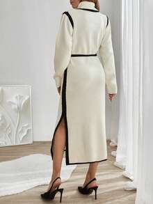 EURMUSE French Style Turtleneck Women's Fitted & Slimming Knitted Sweater Dress, Premium Quality For Autumn/Winter 2025