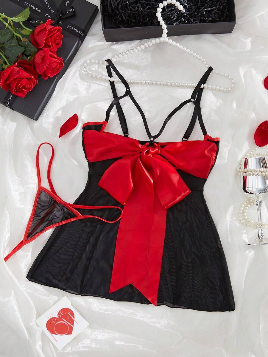 2pcs/Set Women's Sexy Lingerie Nightgown For Valentine's Day