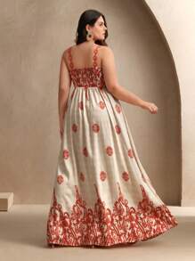 Anewsta 女士橙色撞色印花连衣裙，性感度假连衣裙 - 亮橙色 - 查看 3