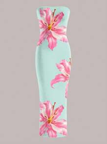 INAWLY Vestido de mujer con cuello halter a la moda, apropiado para el verano - Multicolor - Ver 4