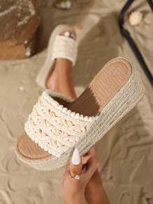 Styleloop Women's Boho Style Platform Wedge Heel Sandals - Baby Pink - View 2