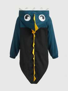 SHEIN Veste À Capuche Applique Mignonne Et Confortable, À Motifs De Blocs De Couleurs Et De Dessins Animés Pour Garçons En Hiver