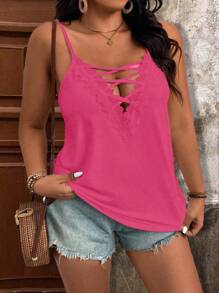 SHEIN LUNE Plus Size Solid Color Camisole And Tank Top, Fashionable For Summer