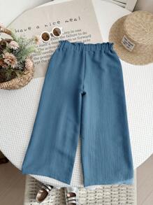 LMoss Kids LMoss年轻女孩阔腿宽松休闲纯色裤，适合春夏季