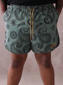 SUMWON Plus Size Paisley Print Swimming Trunks Beach Pool Summer Holiday Bathing Suit Athletic Sports Lightweight Vacation Resort Wear