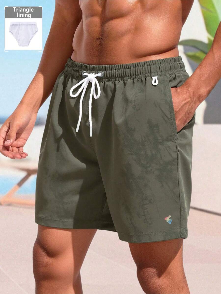 Manfinity Men's Tie Dye Printed Drawstring Waist Beach Shorts - Green - View 1
