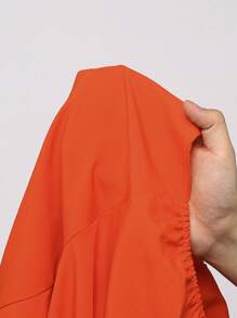 女式纯色长袖衬衫和长裤两件套，夏季时尚 - 橘色 - 查看 6