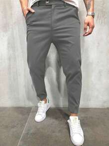 Manfinity Mode Pantalon de costume casual pour homme de couleur unie avec poche oblique