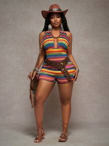 Slaydiva Damen lässiger Urlaubs-Jumpsuit mit Trägern, modisch für den Sommer