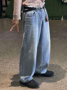 DAZY Men's Casual Washed Blue Denim Jeans, Spring - Blue - View 3