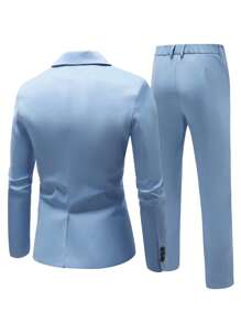 Manfinity Mode Men's Casual/Business Solid Color Jacket And Pants Suit - Blue - View 2