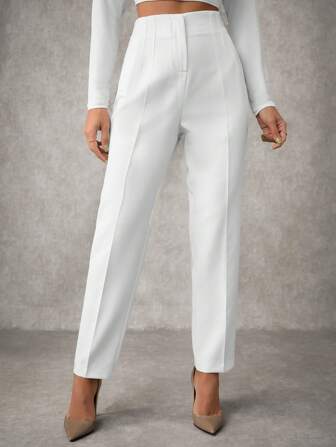 SHEIN Tall Lange Größe Damen Anzughose mit karotten-förmigem detailliertem Design in Unifarbe