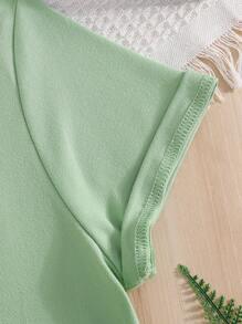 Sparklyn Tween Girls 可爱水豚卡通印花圆领短袖绿色 T 恤，夏季女童 T 恤 - 綠色 - 查看 4