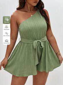 SHEIN Frenchy 单肩圣帕特里克节系带连体衣 - 綠色 - 查看 1