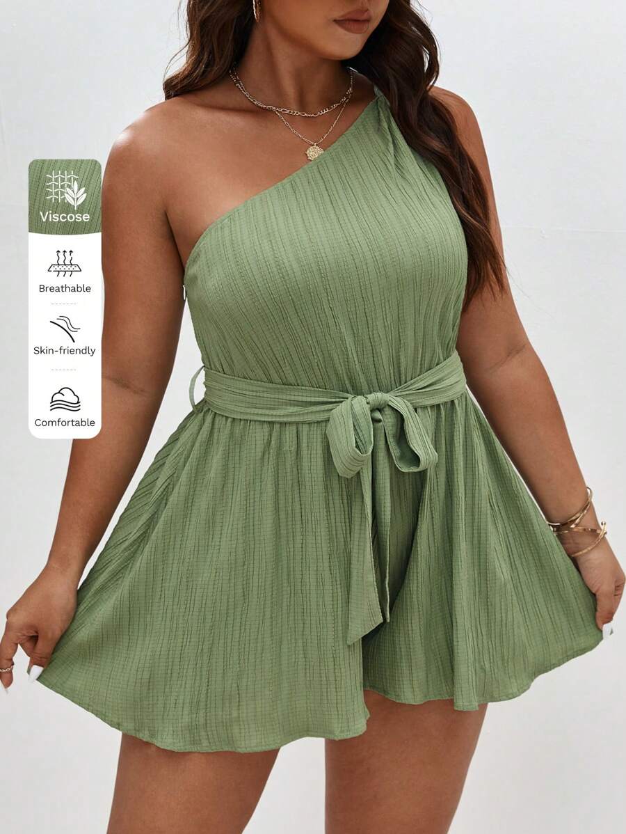 SHEIN Frenchy 单肩圣帕特里克节系带连体衣 - 綠色 - 查看 1