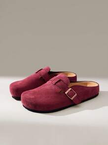 Solecia Women's Spring/Autumn New Fashion Thick Sole Mules Slip-On Closed Toe Loafers - Burgundy - View 4