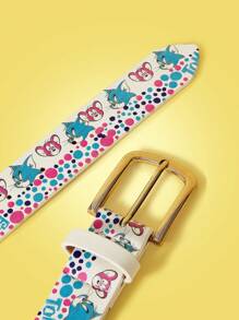 TOM & JERRY X SHEIN 1pc Women's Fashion Cute Cartoon Cat Pattern Buckle Waist Belt - Multicolor - View 4