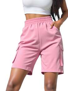 Women's Summer Casual Solid Color Cargo Shorts - Multicolor - View 3
