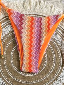 Swim Vcay Women Summer Crocheted Knitted Rope Halter 2 Pieces Bikini Swimwear Set - Multicolor - View 3