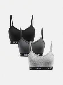 Dozemod 少女和少女 3 件套简约字母弹力吊带文胸