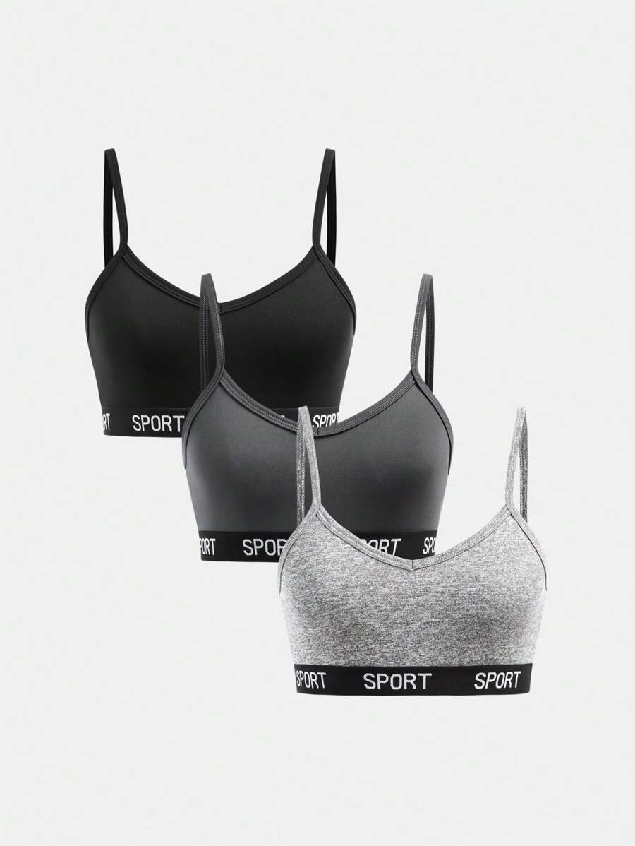 Dozemod 少女和少女 3 件套简约字母弹力吊带文胸