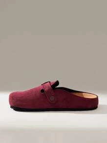 Solecia Women's Spring/Autumn New Fashion Thick Sole Mules Slip-On Closed Toe Loafers - Burgundy - View 8