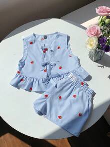 Comfortcana Vacation Outfits Women Blue Striped Women's Casual Tracksuit,Summer Sets - Baby Blue - View 6