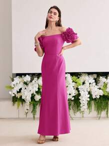 MOTF Soiréza APPLIQUES BIAS CUT COCKTAIL DRESS - Hot Pink - View 7