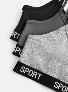 Dozemod 少女和少女 3 件套简约字母弹力吊带文胸