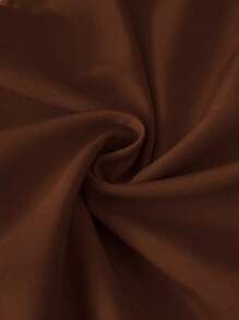 SHEIN Unity Plus Size Women's Elegant Shiny Silver Thread Fabric Puff Sleeve, Bowknot Neck, Pleated Jumpsuit, Fashionable Design, Versatile - Brown - View 6