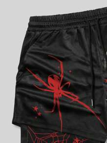 ROMWE MEN 2pcs Men's Anime Streetwear Cartoon Y2K Print Tank Top Set - Black - View 4