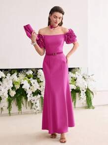 MOTF Soiréza APPLIQUES BIAS CUT COCKTAIL DRESS - Hot Pink - View 1