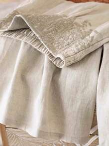 Franclia Pantalon ample et décontracté à jambes larges en lin brodé