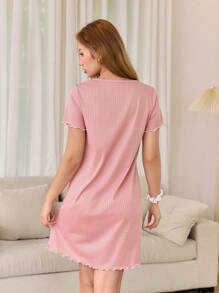 Dream Adore Women's Cozy Homewear Dress With Daisy Pattern - Pink - View 2