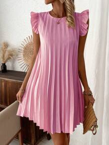 SHEIN Clasi 随机印花女士夏季连衣裙，时尚 - 紫色 - 查看 5