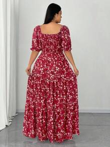Celure Plus Size Ditsy Floral Casual Mini Dress, Stylish For Summer