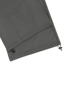 Manfinity EMRG 男士裤子，复古日式大口袋修身工装裤，可调节下摆伞兵灰色裤子