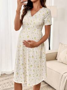 SHEIN 孕妇装、内衣和睡衣、睡衣套装、女士内衣、睡衣、睡裙、家居服、睡袍、睡袍、睡衣 - 杏色 - 查看 4