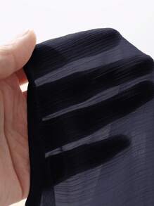 DAZY 雪纺衬衫，女式春夏纯色轻薄套头衫不对称衬衫透视 - 藏蓝色 - 查看 6