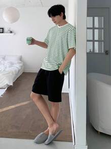DAZY Parte superior de ropa de estar cómoda con diseño de rayas para hombre