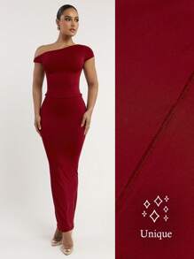 Silquee Falda lápiz básica de color rojo borgona, de tela elástica y suave, diseño de ajuste cómodo para mujeres de talla grande, diseño de moda con artesanía especial de empalme, certificada internacionalmente - Burdeos - Ver 1