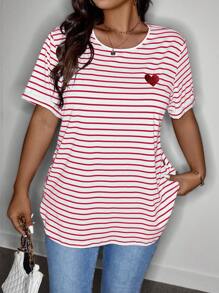 SHEIN LUNE 大码女式V领长袖休闲花卉印花衬衫/衬衫 女式夏季T恤 女式夏季春季T恤 女式春季T恤 夏季波西米亚风复古款 - 紅白色 - 查看 4