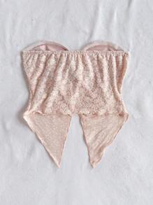 Soleia 性感休闲扭结花卉提花针织女式衬衫 - 淺粉色 - 查看 2