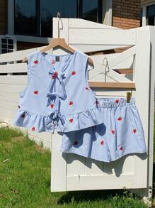 Comfortcana Vacation Outfits Women Blue Striped Women's Casual Tracksuit,Summer Sets - Baby Blue - View 2