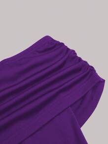 SHEIN Belle Đầm midi đen trễ vai thanh lịch cỡ lớn, Đầm dài dự tiệc cưới trang trọng cho nữ - Màu tím - Xem 4