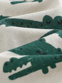 Cozy Pixies Baby Mädchen 5-teiliges Set: Cartoon Krokodil Muster gestrickter weicher Rundhals Langarm-Pullover, elastische Taillenhose, Hut, Handschuhe, Lätzchen