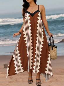 Breezaya Vestido camisero informal de estilo retro con estampado para vacaciones - Multicolor - Ver 5