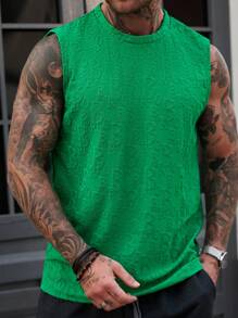 Manfinity LEGND Men's Letter Embossed Crew Neck Casual Versatile Tank Top Men Muscle Shirts - Green - View 5