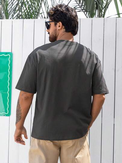 DAZY Men's Summer Slogan Print Grey Short Sleeve T-Shirt