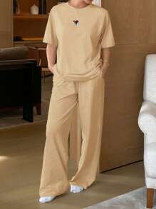 DAZY 可爱卡通印花宽松插肩袖睡衣套装 - 黃色 - 查看 6